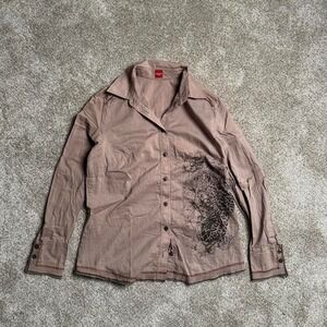 OLSEN EUROPE "LEOPARD" BUTTON UP